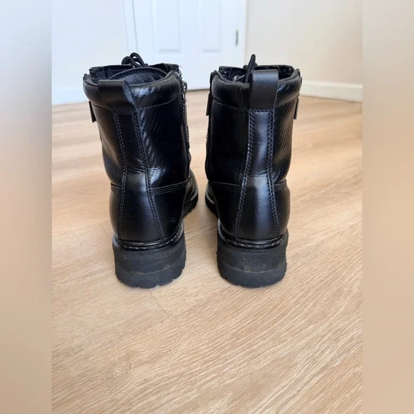 Milwaukee Accelerator Men’s Motorcycle Boots Sz 10 Black Leather Dual Zipper - Picture 3 of 8